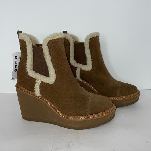 Sam Edelman Women's Reagan Wedge Booties Toffee Suede 7 M - Picture 3 of 11